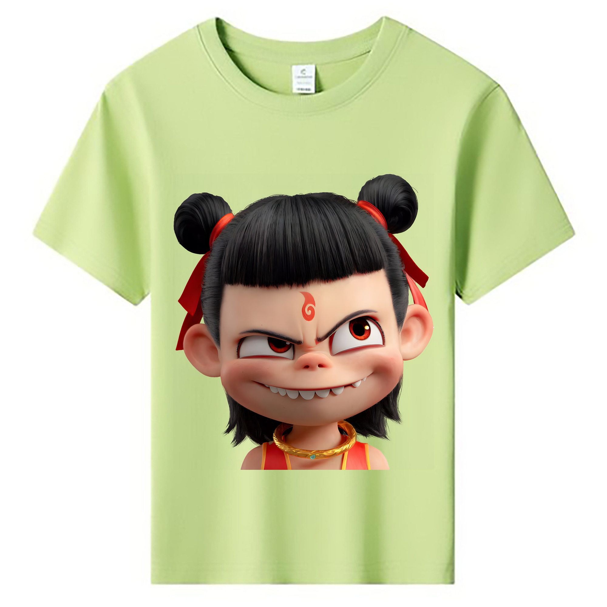 （画像用） Ne Zha 2 ナタ 魔童の大暴れ 綿100％キッズTシャツ（フロントプリント）